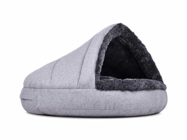 Hundebett Höhle mypado® Shell Fake Fur silber-anthrazit