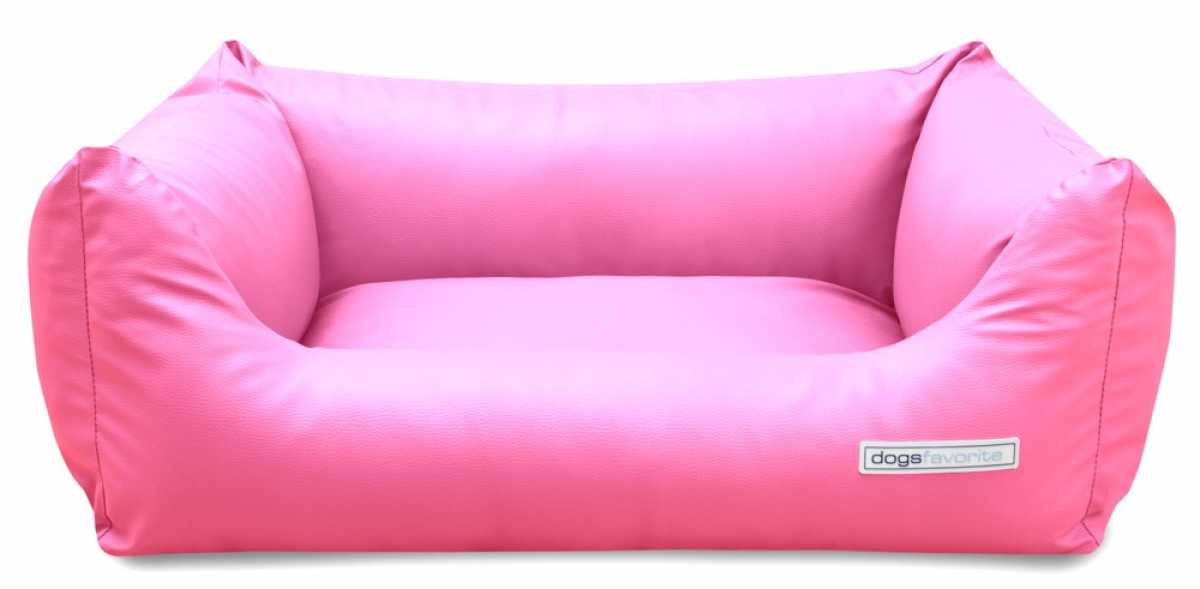 Kunstleder Hundebett mit hohem Rand Delxue pink